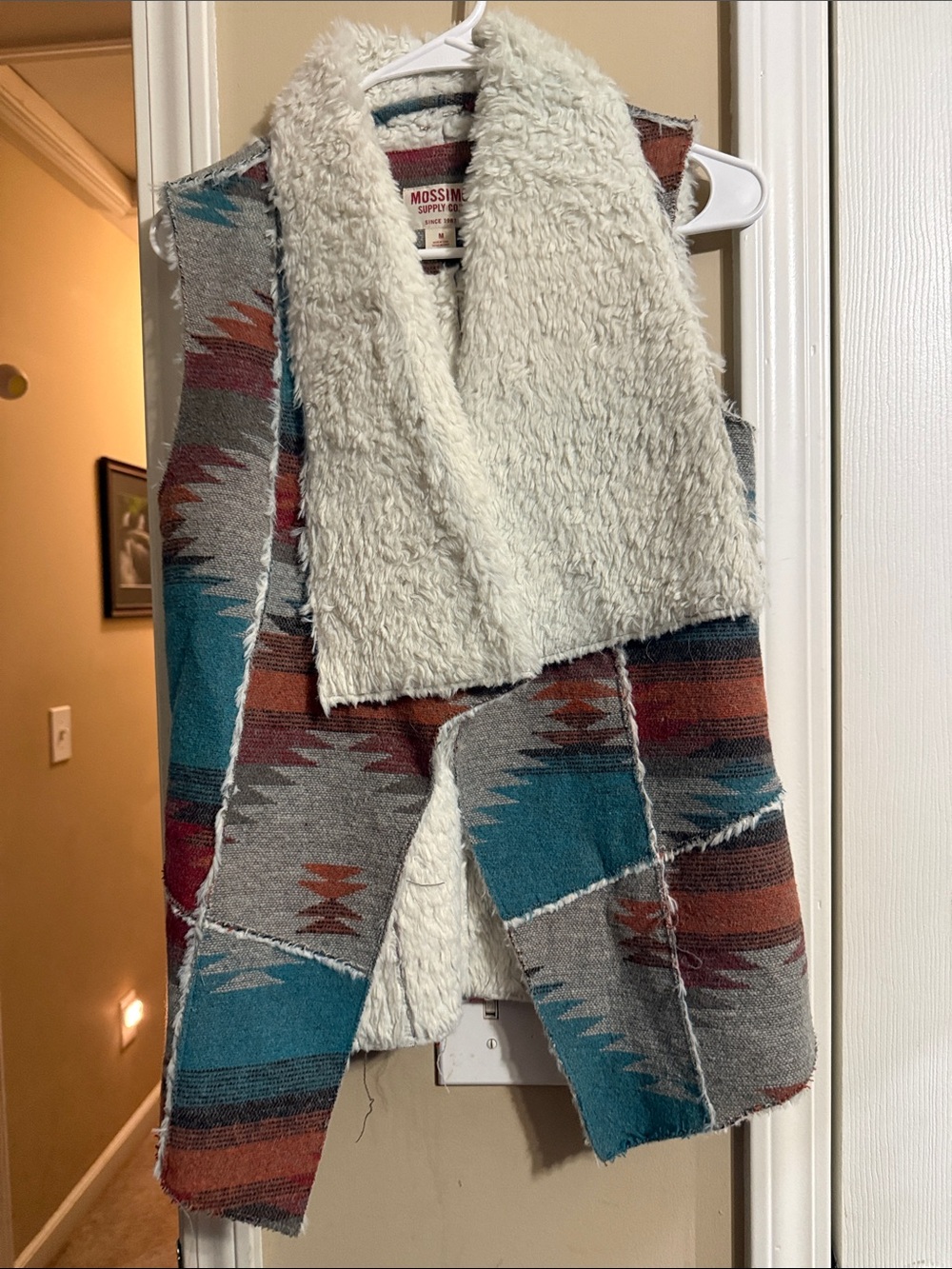 Mossimo Aztec/Southwestern Faux Sherpa Open Front Vest